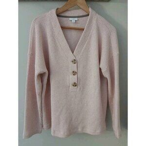 J. Jill Pullover V-Neck Button Sweater